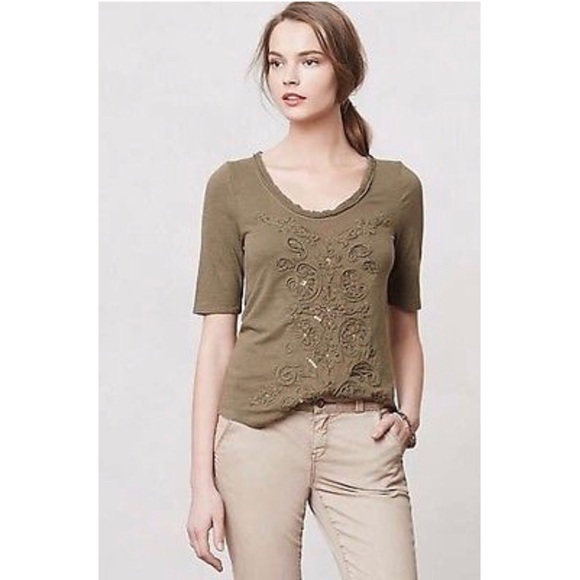 Anthro French Knot Scoop Neck Top Meadow Rue - Picture 2 of 6
